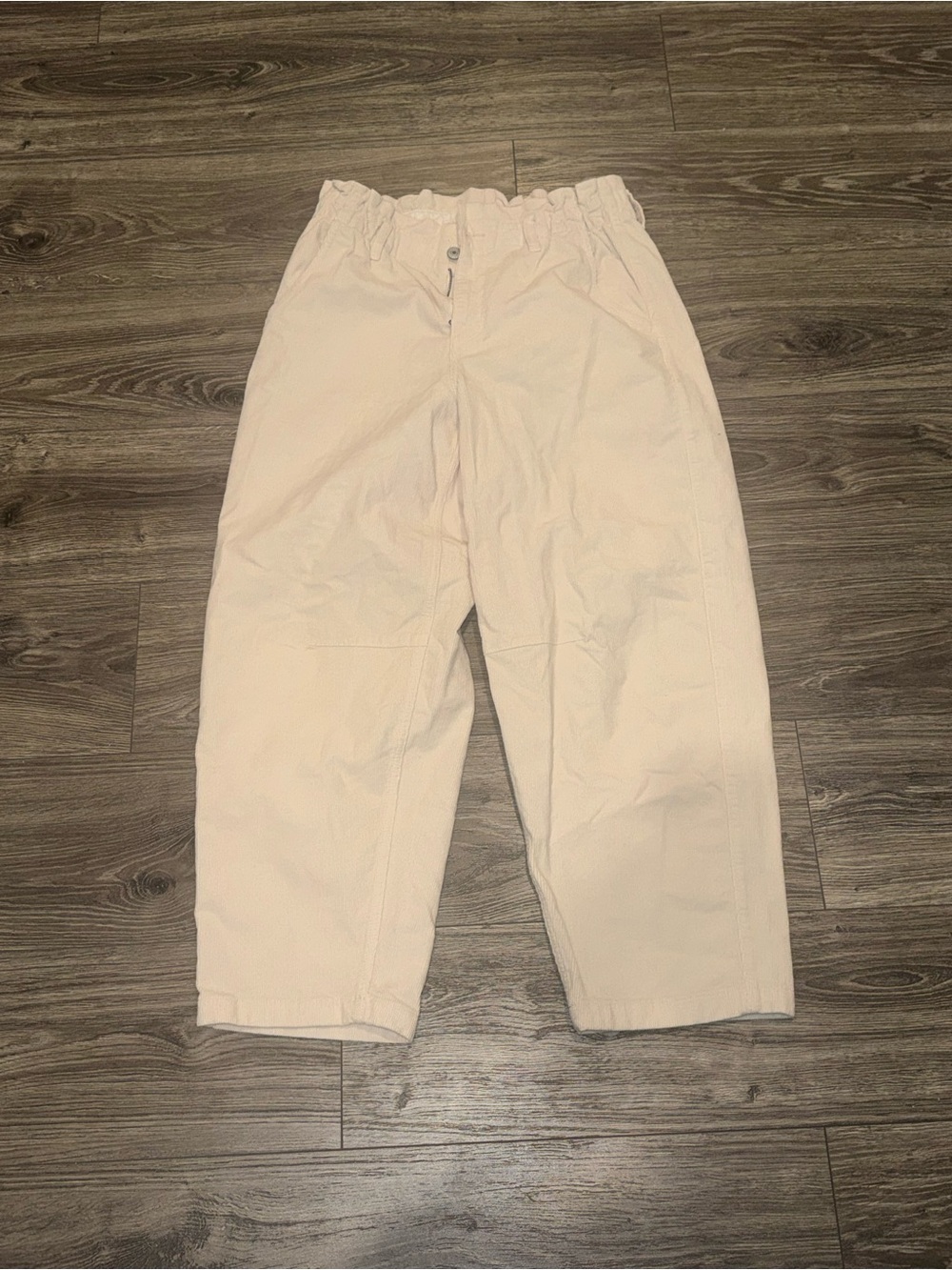 American Eagle Outfitters Cream Elastic-Waist Chinos